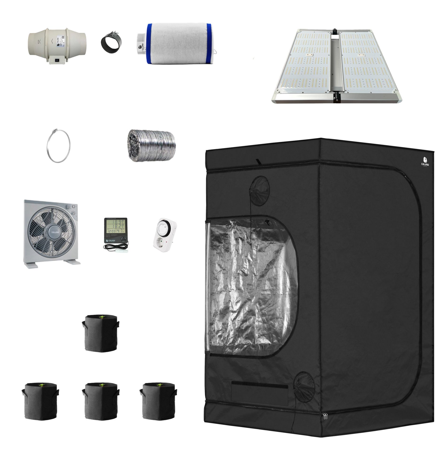 Growbox Komplettset 320W LED 120x120cm - Caluma Set - 4 Plants Growbox Komplettset 320W LED 120x120cm - Caluma Set - 4 Plants
